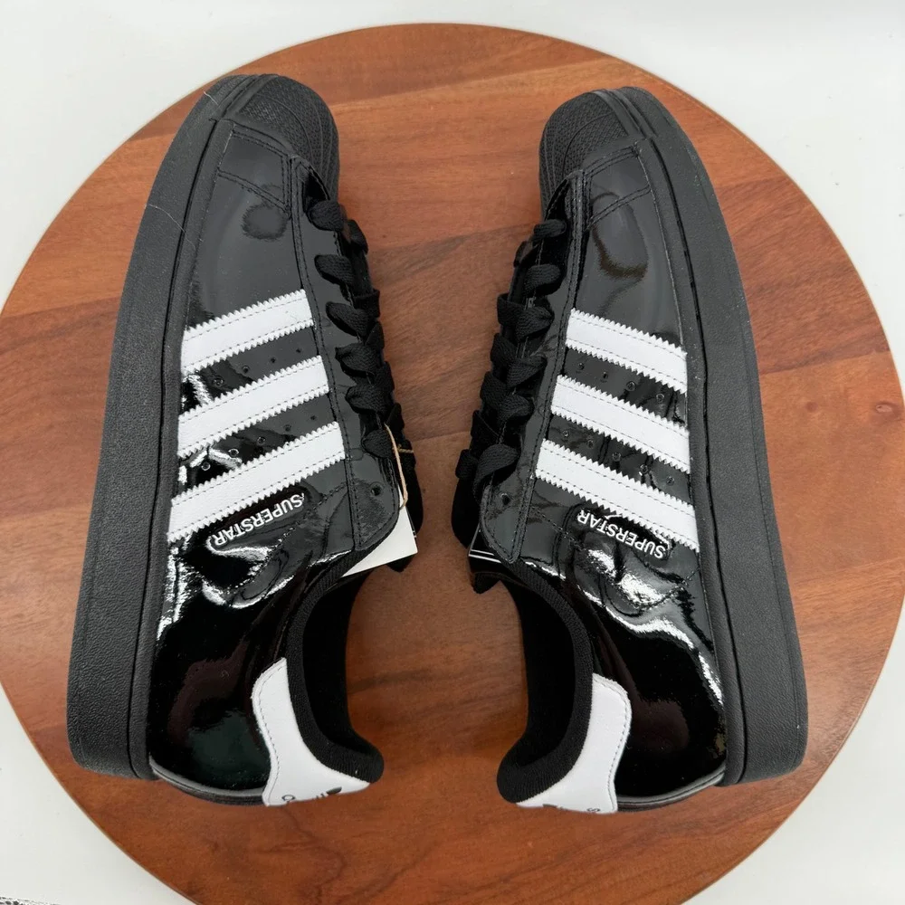 Adidas Superstar II Black White Patent Leather Shell Toe Sneakers Men 10/Wmn 11